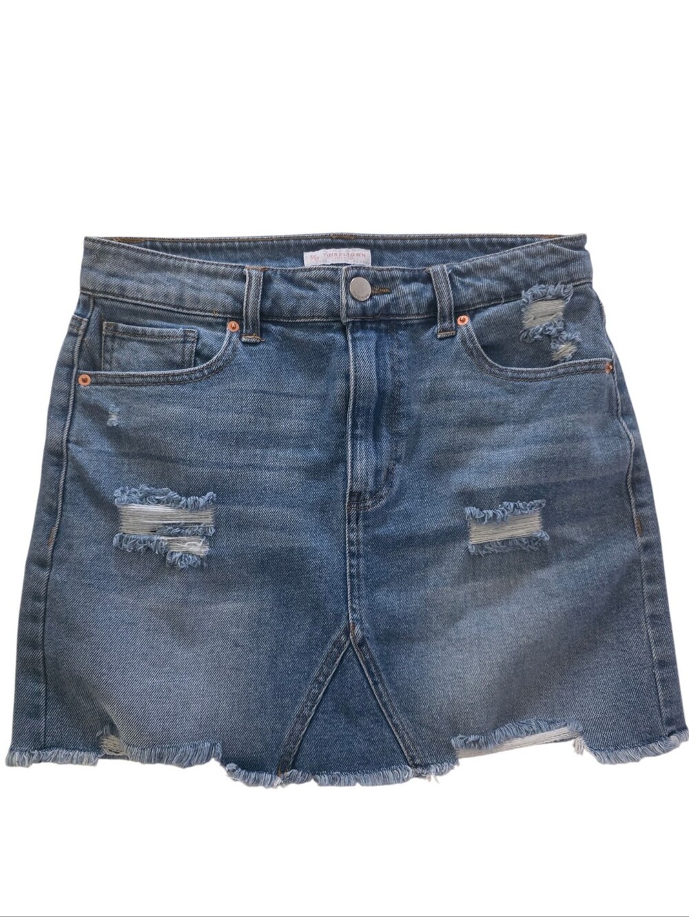 Tinseltown Women's Mini Jeans Denim Distressed Skirt Juniors Size 5/27